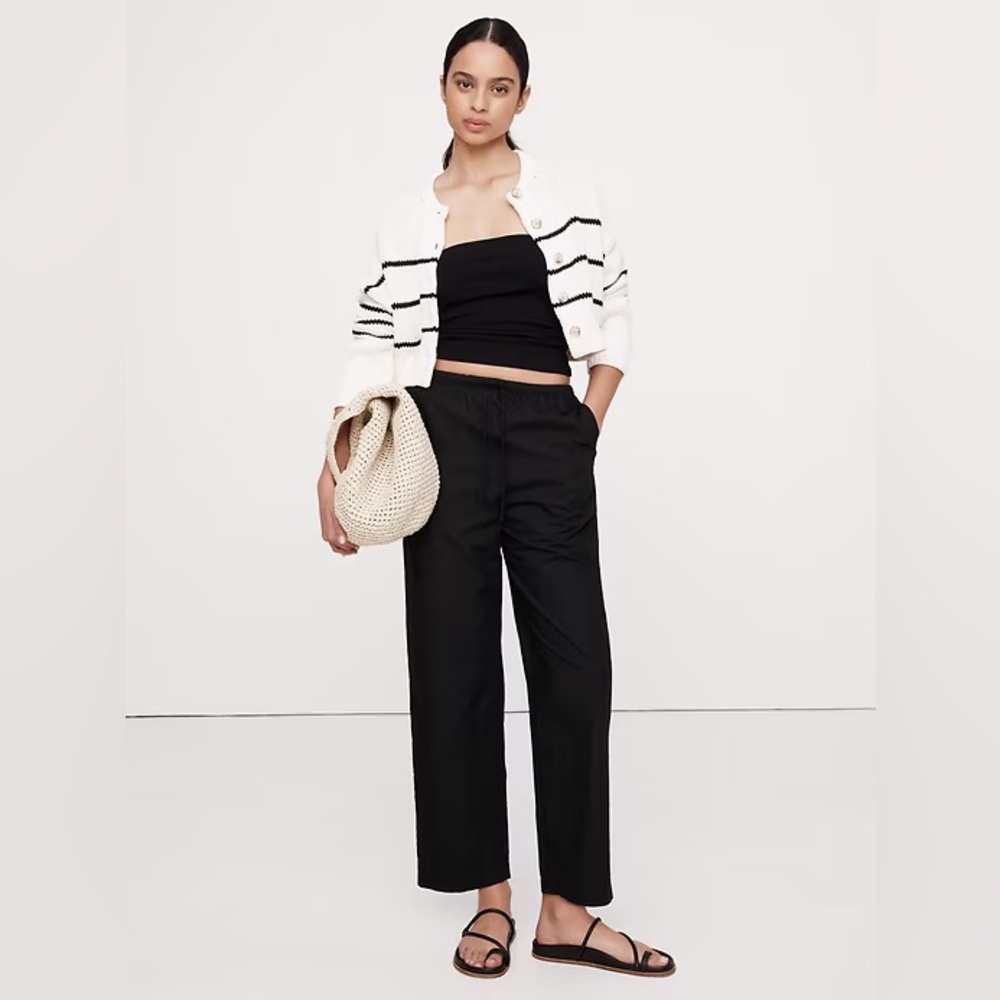 BANANA REPUBLIC COTTON POPLIN PULL-ON PANT M TALL new with tags
